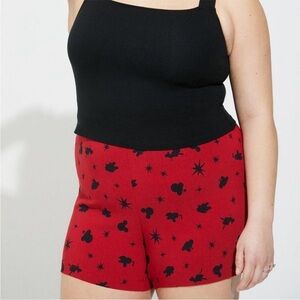 Plus size women’s 3x torrid  Disney shorts red with black Mickey ears